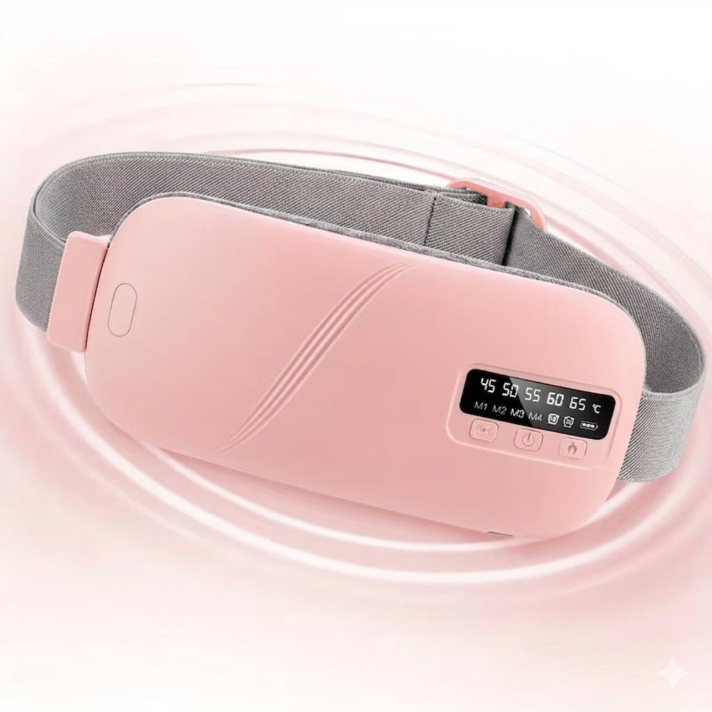 USB Rechargeable Menstrual Heating Belt, Warm Abdomen & Waist with Vibration Massage