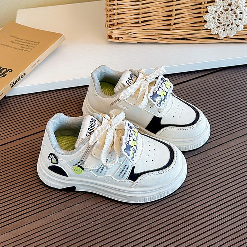 

Girls Shoes2026Spring new children s white sneakers, princess low-top casual versatile non-slip sports shoes for girls 32-37One Hand6Double чорний