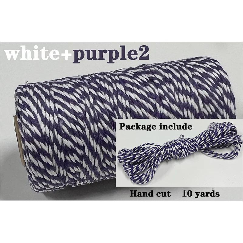 Sfoară Bumbac Bicolor 2mm 10 yarzi Sfoară Bakers Twine Fir Bumbac pentru Decor Acasă Handmade DIY Ambalare Cadou Crăciun