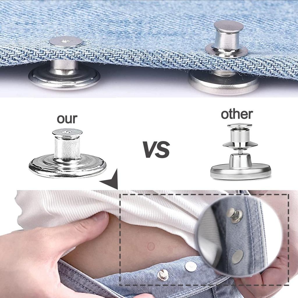 32 Sets Jeans Buttons Replacement, 17 Mm and 20 Mm No-Sew Removable Metal Buttons Replacement Repair Combo Thread Rivets