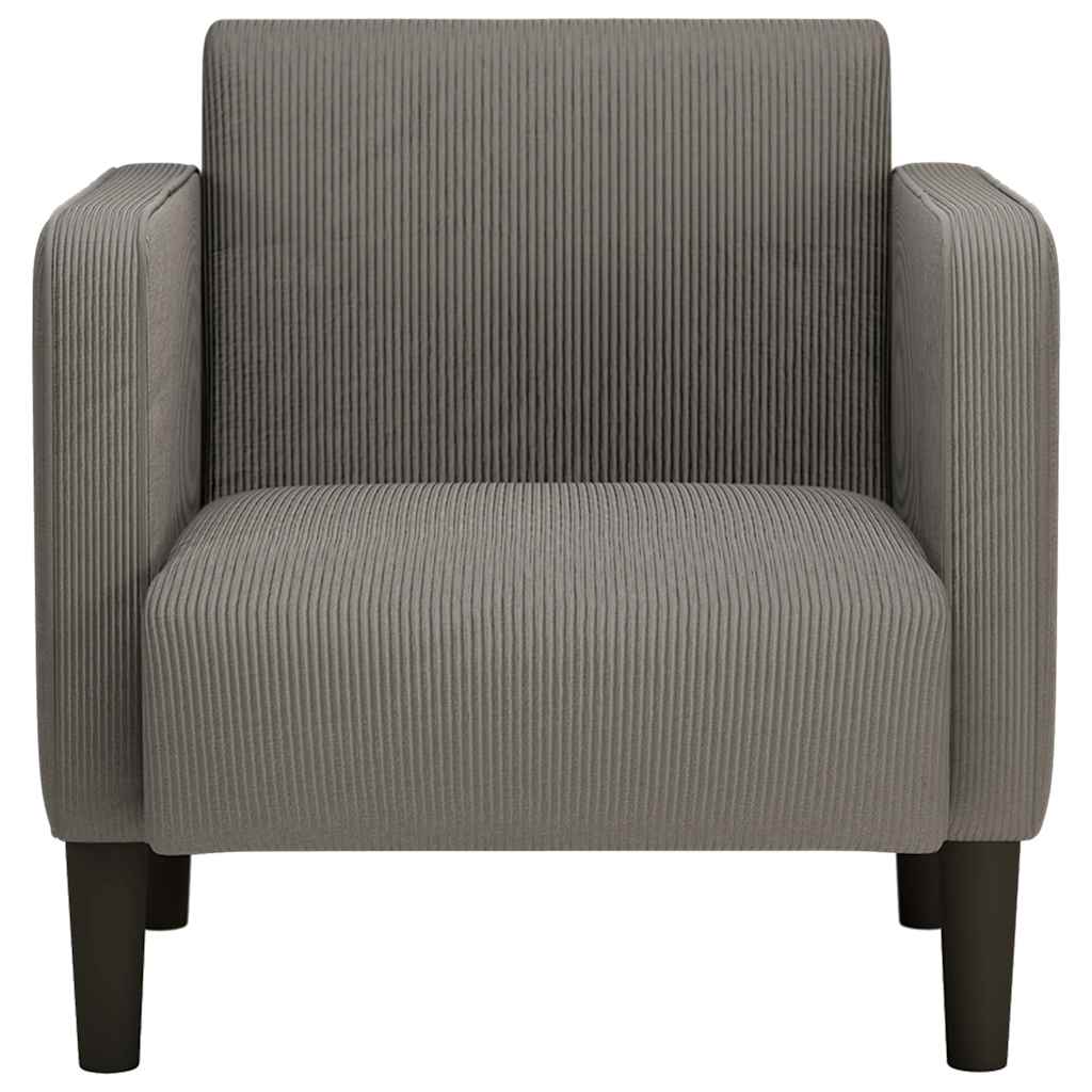 Armchair with Armrests Light Grey 54 Cm Cord Fabric