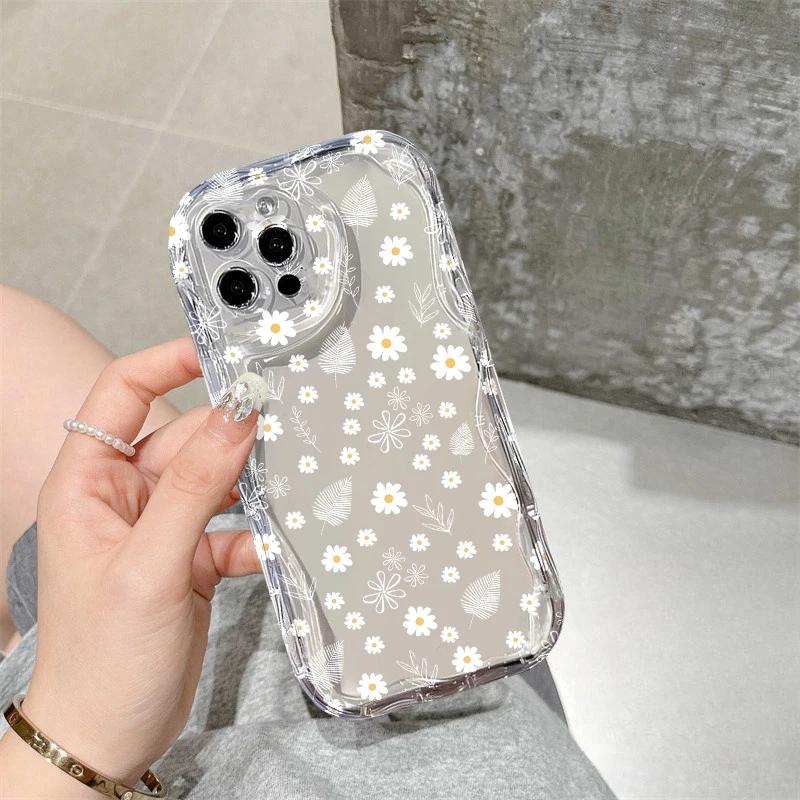 Phone Case For Google Pixel 10 7 8 9 Pro XL 8A Fashion Flower Silicone Wavy Edge Camera Protective Ultra-thin Anti-falling Cover