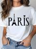 Paris Graphic Print TShirt For Women Casual Short Sleeve Tee 1 Pcs 100% Heavy Co
