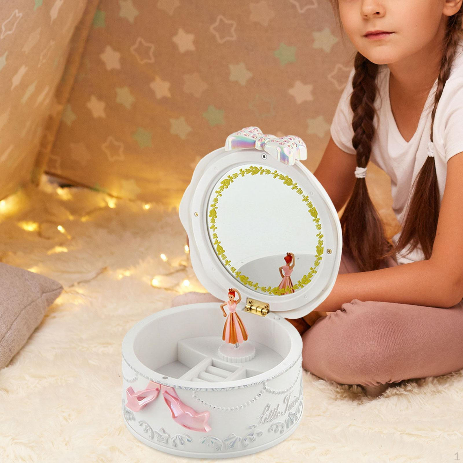 

Балерина Музыкальная Шкатулка Ювелирные Изделия Подарок Новинка Практичный с Зеркальцем Для Макияжа Универсальный белый