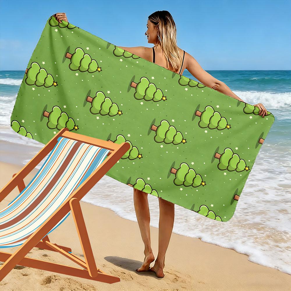 Whimsical evergreen forest. Print beach towel, quick drying, suitable for travel, outdoor sports, jogging, the beach and swimming, gift