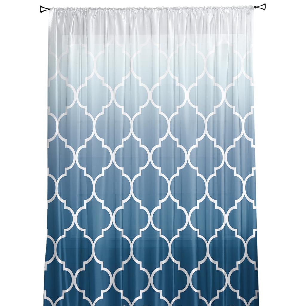 Tende in Tulle a Gradiente Blu Marocco per Soggiorno Tenda Voile Sheer per Finestra per Camera da Letto Tende in Chiffon per Cucina