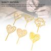 6Pcs Cake Topper Decorations Gold Heart Shaped for Cupcake Birthday Party Celebration Wedding Anniversary