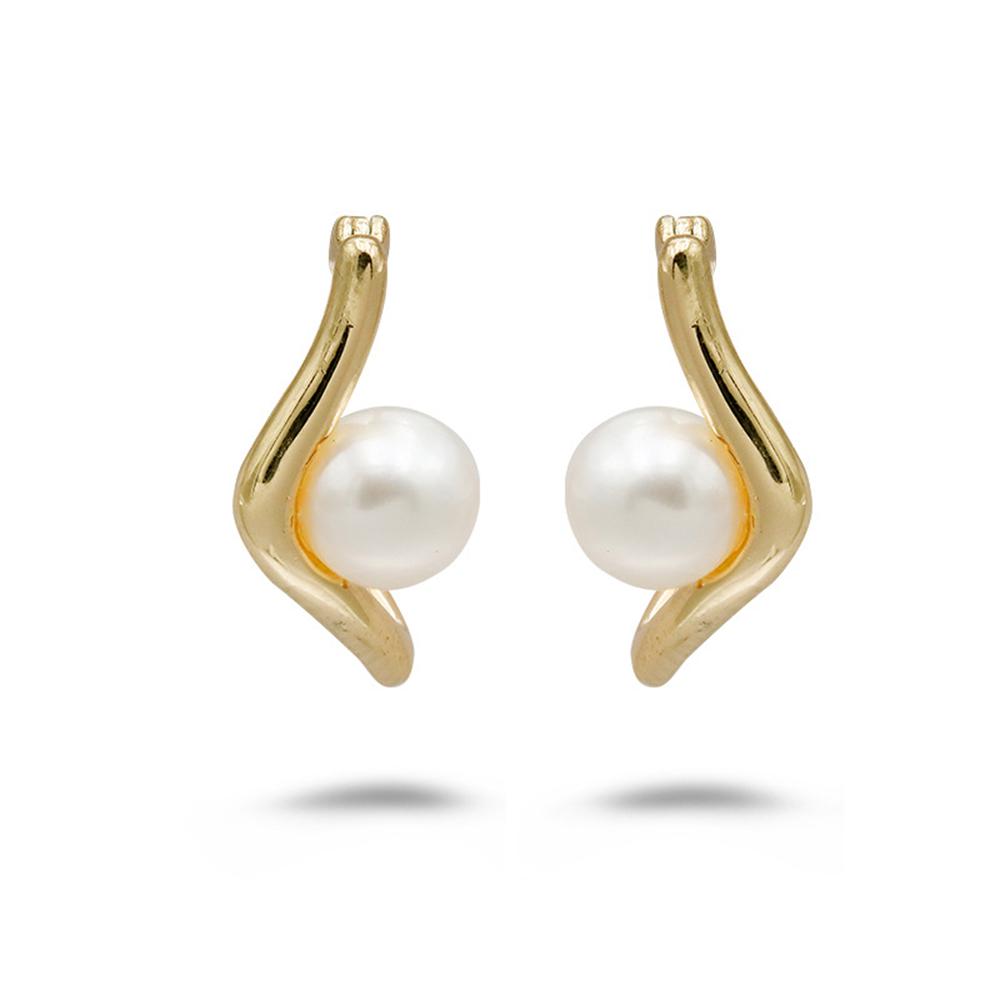 Emotional Factory 925 Sterling Silver 14K Gold Plated Geometric Freshwater Fashion Pearl Hoop Earrings for Women Wedding Party золотой