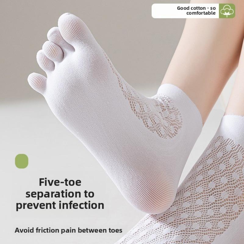 5 Pairs of Female Summer Thin Style Wicking and Deodorizing In The Tube Five Finger Socks