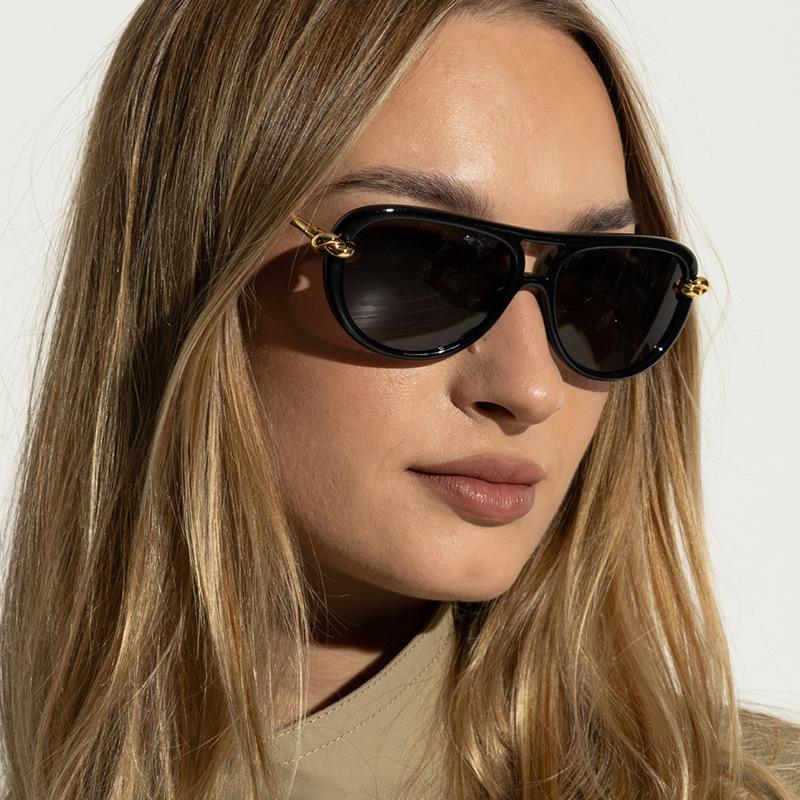 New Fashionable Rope Knot Double-Bridge Metal Sunglasses Women's INS Style Outdoor Street Style UV-Protective Sunglasses