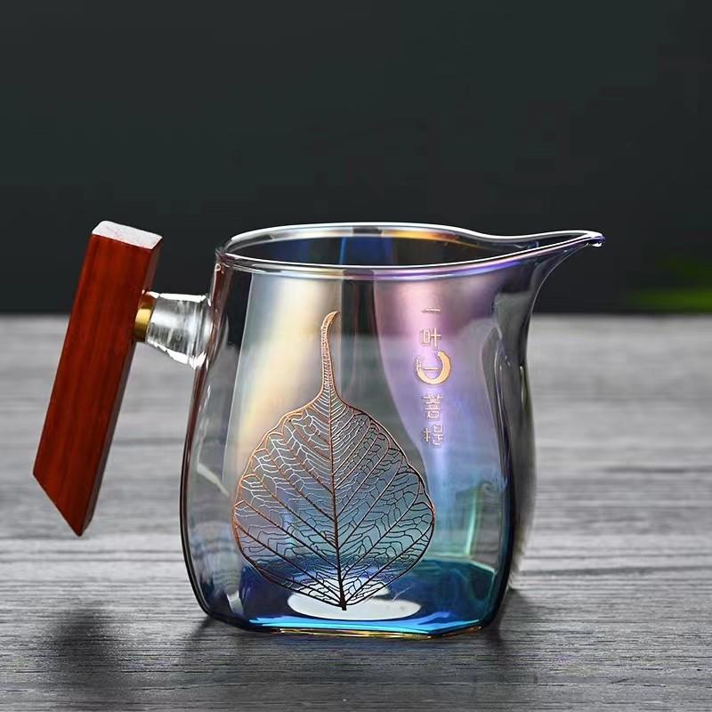 

Colorful Glass Gaiwan Tea Cup Heat-resistant Tea Bowl Teaware Making Fair Cup Chinese Kung Fu Tea Set лист