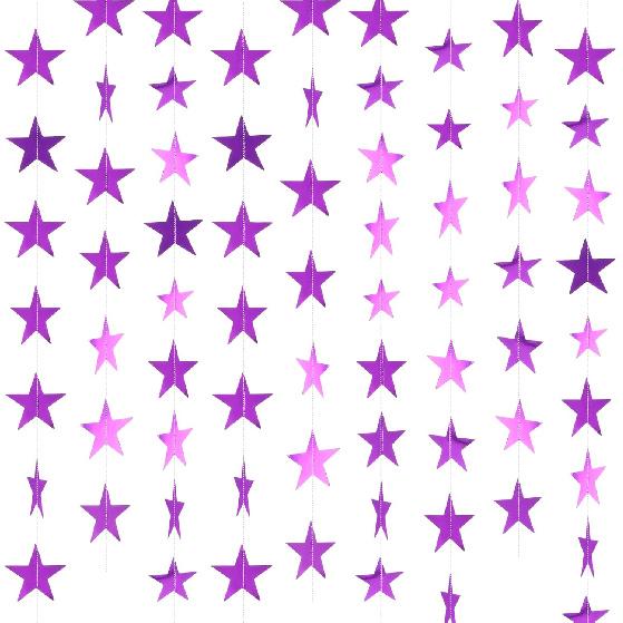 Spakon 65 Feet Glitter Star Paper Garland Banner Hanging Decoration Star Streamers Double Side 2025 Graduation Decorations for Wedding Birthday