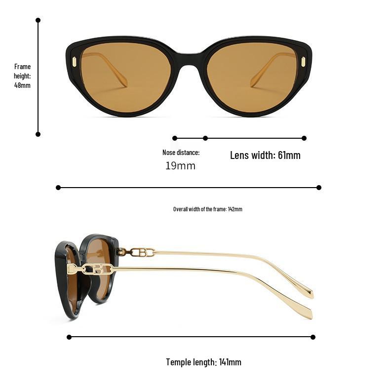 Women's Tea-Colored Cat-Eye Sunglasses with UV Protection