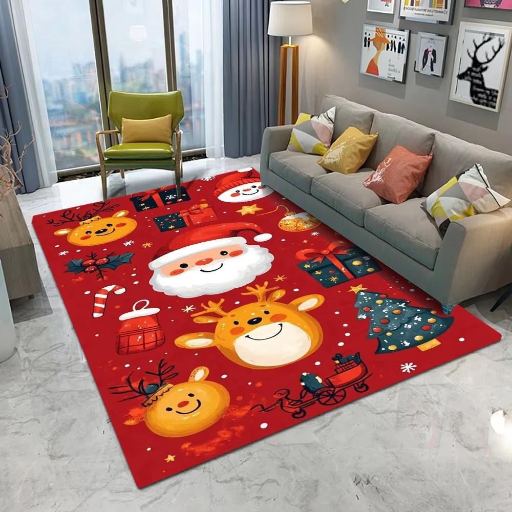 Merry Christmas Decoration Welcome Home Anti-Slip Door Mat Carpet Santa Flannel Floor Rugs for Living Room Home Decor Rug