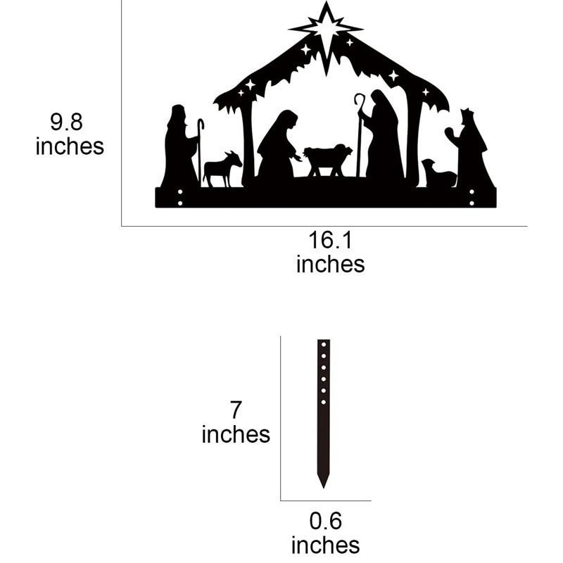 Jesus Birth Silhouette: Outdoor/Indoor Black Wrought Iron Ornament