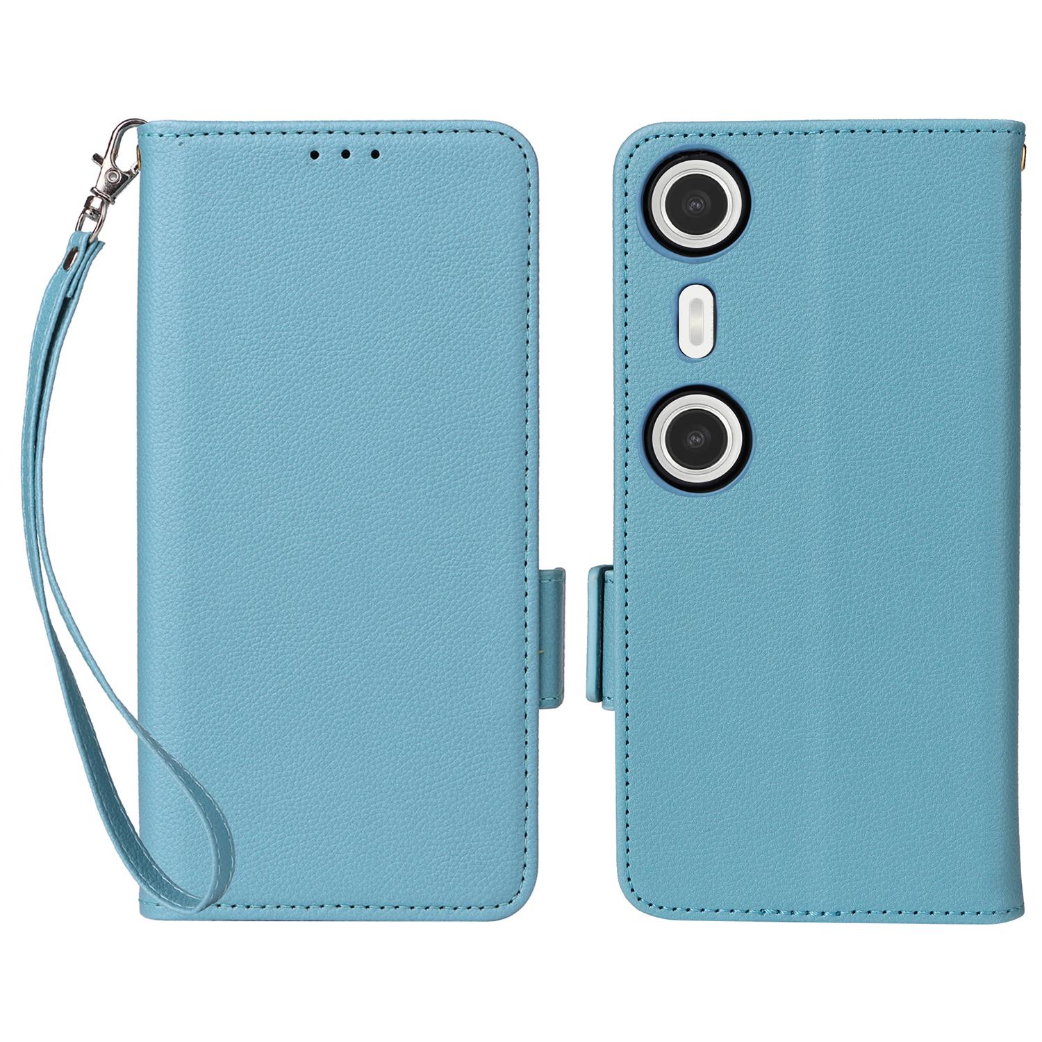 

Для XREAL Beam Pro Чехол с ремешком на запястье Текстура личи Кошелек из ПУ кожи Чехол для телефона Baby Blue