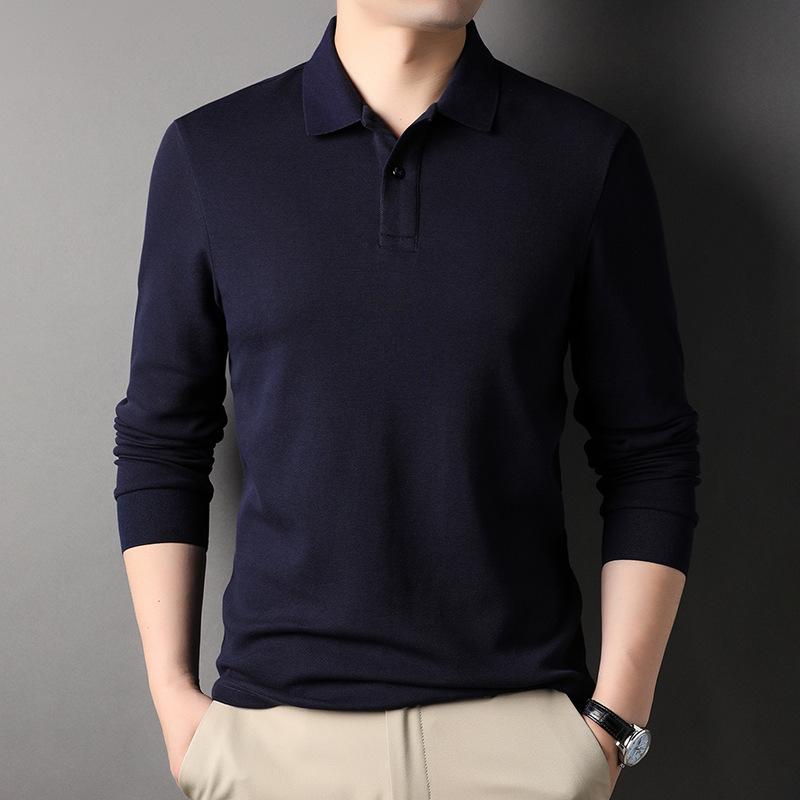 Fall Men's Long Sleeve Polo Shirt Men's Fashion Casual New Style Lapel Cotton Solid Color Men's T-shirt