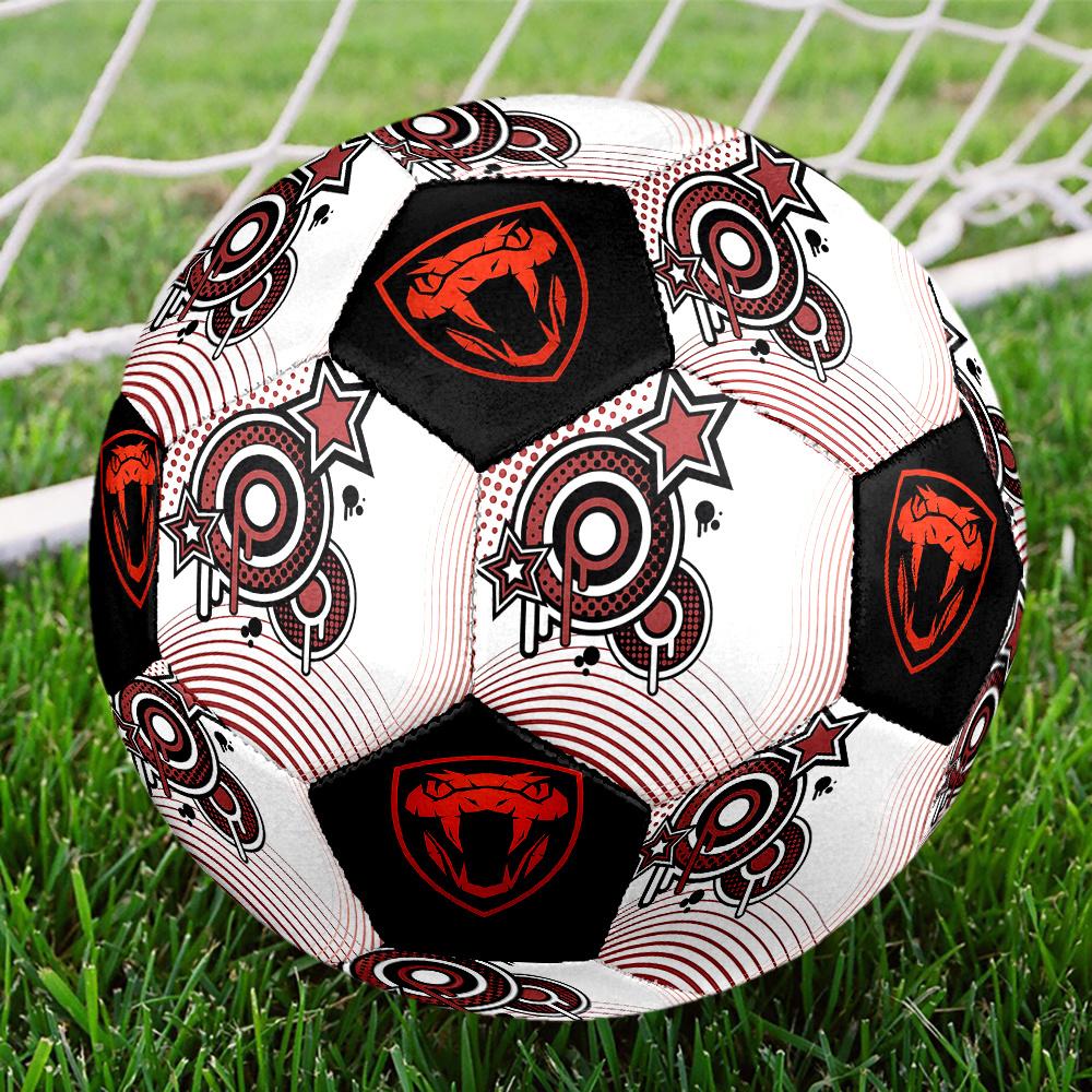 1PC Pop Art Fusion Snake Shield Emblem Soccer Ball Size 5 Football Machine Sewn Indoor/Outdoor Universal Football Gift W47
