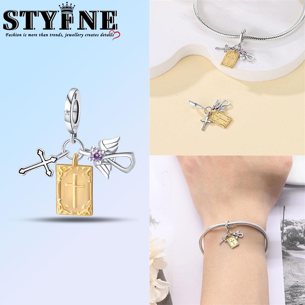 Classic Copper Holy Angel Cross Charms Beads Pendants For Women Fit Original Bracelets Diy Jewelry Gift