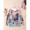 Cool Horse Girl Clothes Animals 3D Print Spring  Autumn Long Sleeve Hoodies Loose Lightweight Sweatshirt Comfortable Children's Clothing