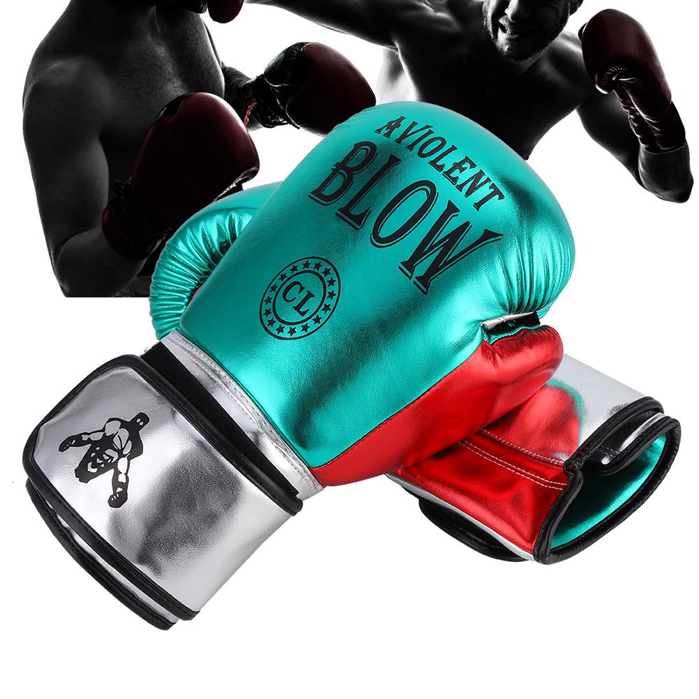 1 Pair Unisex PU Boxing Gloves Sanda Punching Sparring Sandbag Training MittsGreen