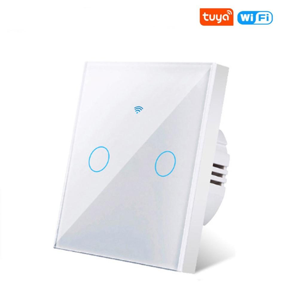 WiFi EU Light Wall Touch Switch 220V No Need Neutral Wire Tuya Smart Life Work with Alexa Google Home 1/2/3Gang