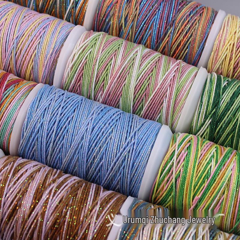 Variegated Hand-Spun Cotton Necklace & Bracelet Rope with Gold Tibetan Starry Sky Gradient