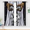 2 Stück Verdunkelungsvorhänge mit Skeletthand, goldener Kette und flatternden Dollar-Scheinen – Lichtundurchlässige Polyester-Vorhänge für Wohnzimmer