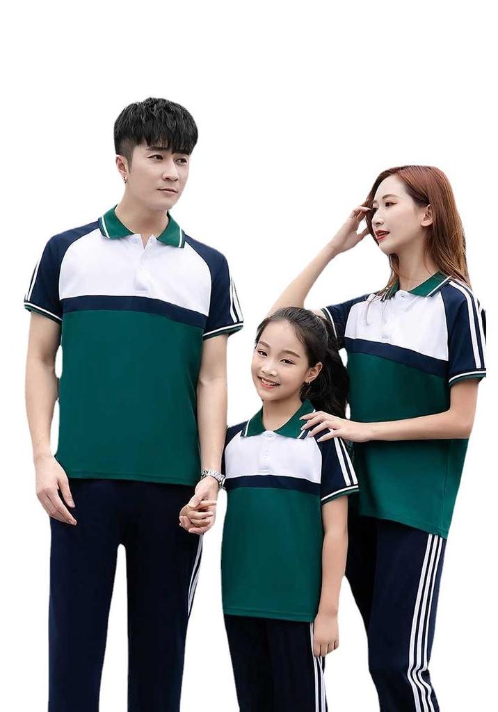 2021 Summer Couple's Loose Casual Sportswear Set - Breathable School or Group Class Uniform with Lapel Design