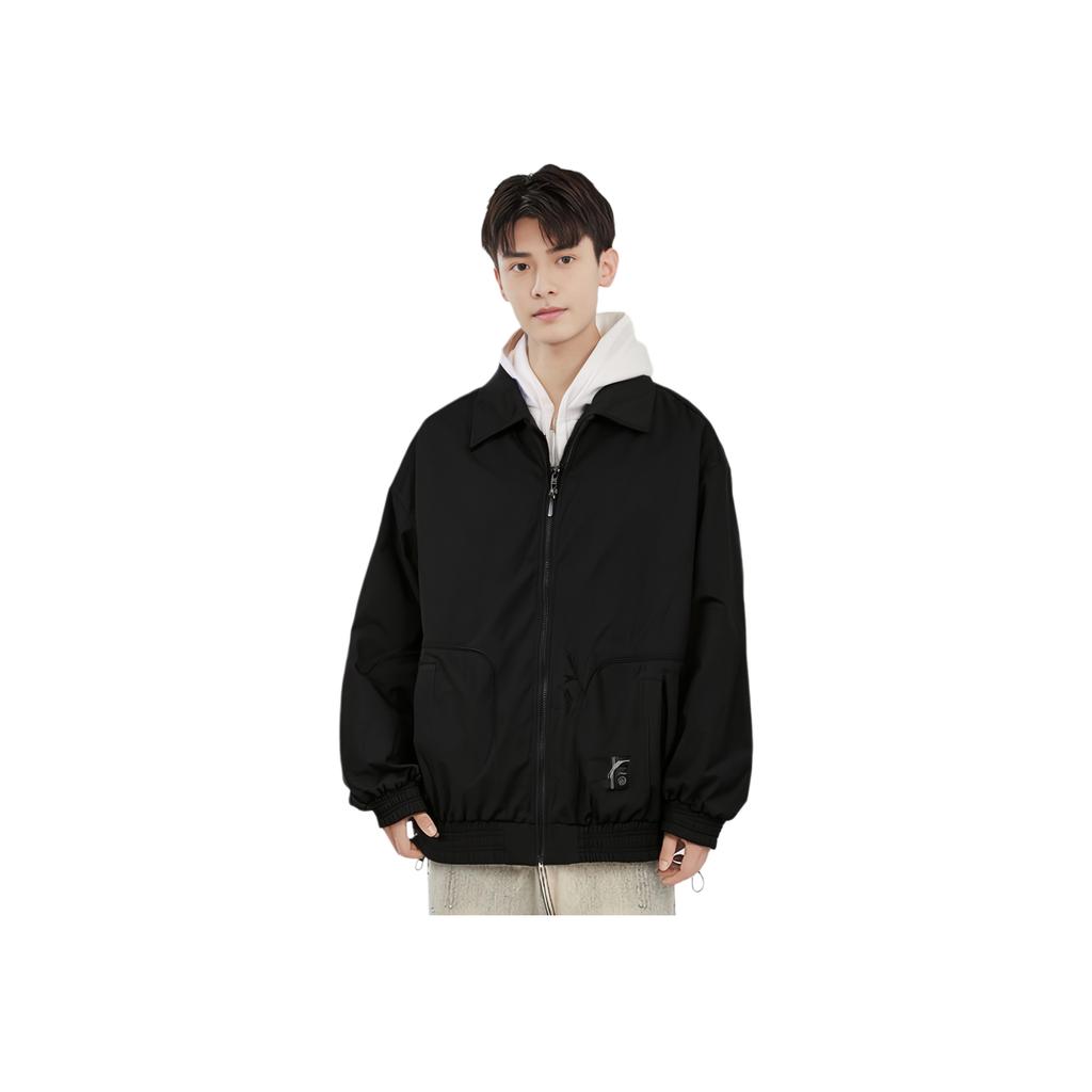 Li Ning X Jackie Chan Collaboration Kung Fu Series Comfortable Casual Windproof Breathable Loose Solid Color Jacket Men Jacket Black AFDUA49-2