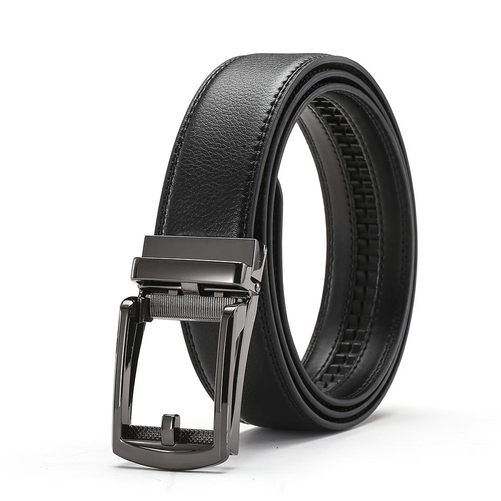 Genuine Leather Belt Men'S Automatic Buckle Belt Cowhide Belt Fake Pin Buckle Belt
