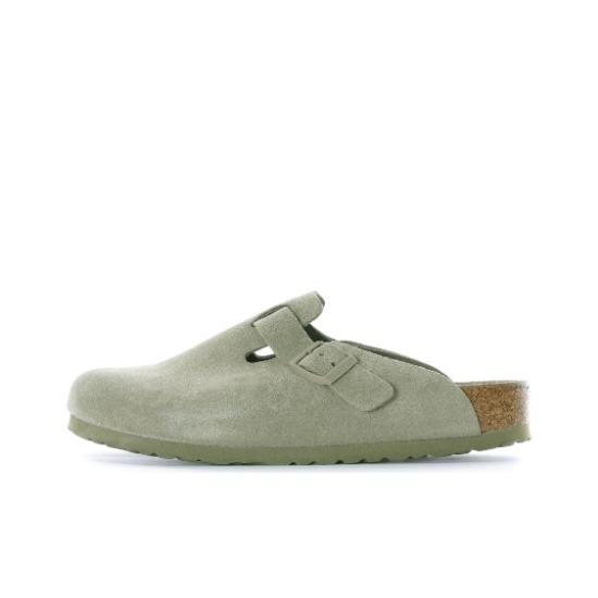 Birkenstock Suede Leather Comfort Closed Toe Stylish Slides Sage Green Regular Fit Unisex 1019054 42