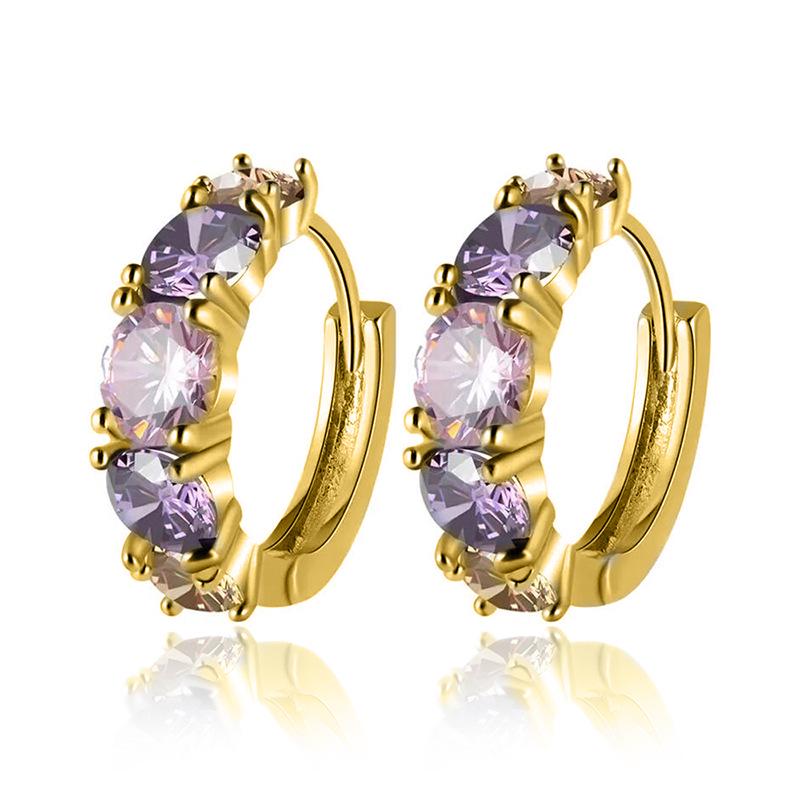 Cao Shi Elegant Multicolor Zircon Spliced Earrings for Trendy Women