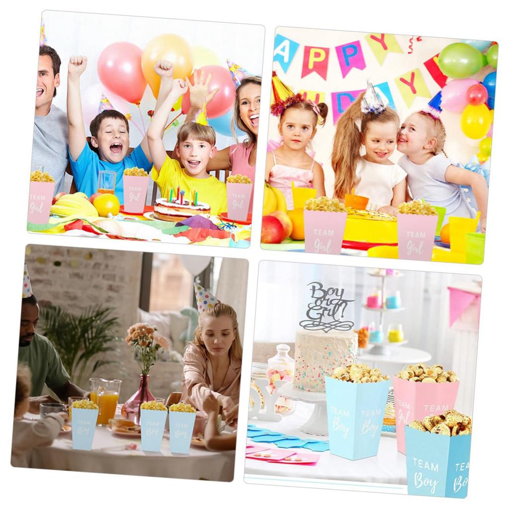 20 Pack Gender Reveal Popcorn Paper Boxes Pinks And Blue Candy Favors Treating Cups For Girl Boy Baby Shower Reveal Party Decorations Supplies(Blue, )