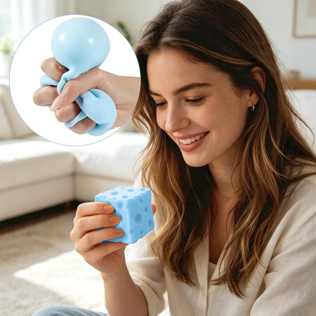 Square Toy, Flour Filled Stress Ball, Fun Sensory Novelty Gift In Color Box