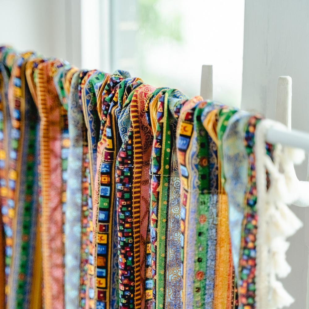 American Cotton And Linen Printed Curtains Finished Non-Punching Rural Kitchen Hanging Curtains Colored Fringed Coffee Short Curtains