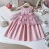 Summer Girls Dress 3D Flower Tulle Vest Princess Dress Kids Fashion Sleeveless Party Gown For Children