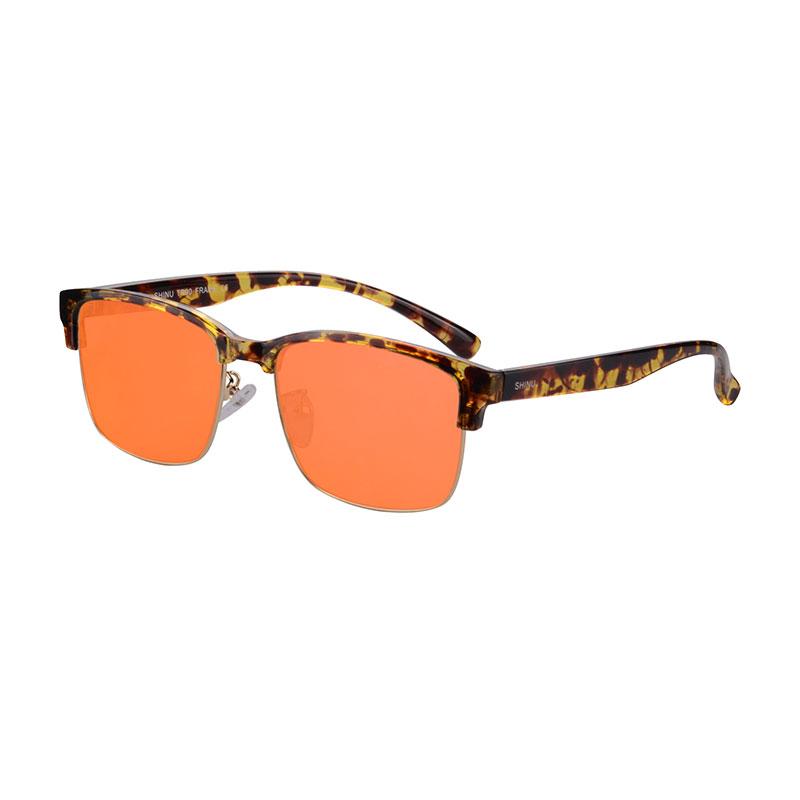 Better Sleep Glasses Red Orange Lens Nighttime Blue Light Filter Glasses for Men Improve Insomnia Square Eyeglasses for Men