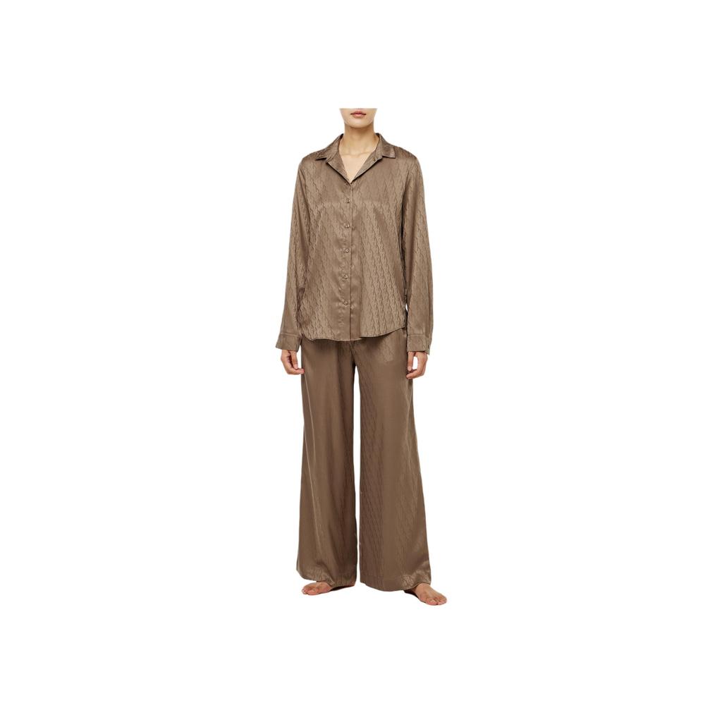 Calvin Klein Solid Comfortable Simple Elastic Soft Sleep Pants Women bottoms Brown QS7304-SOM