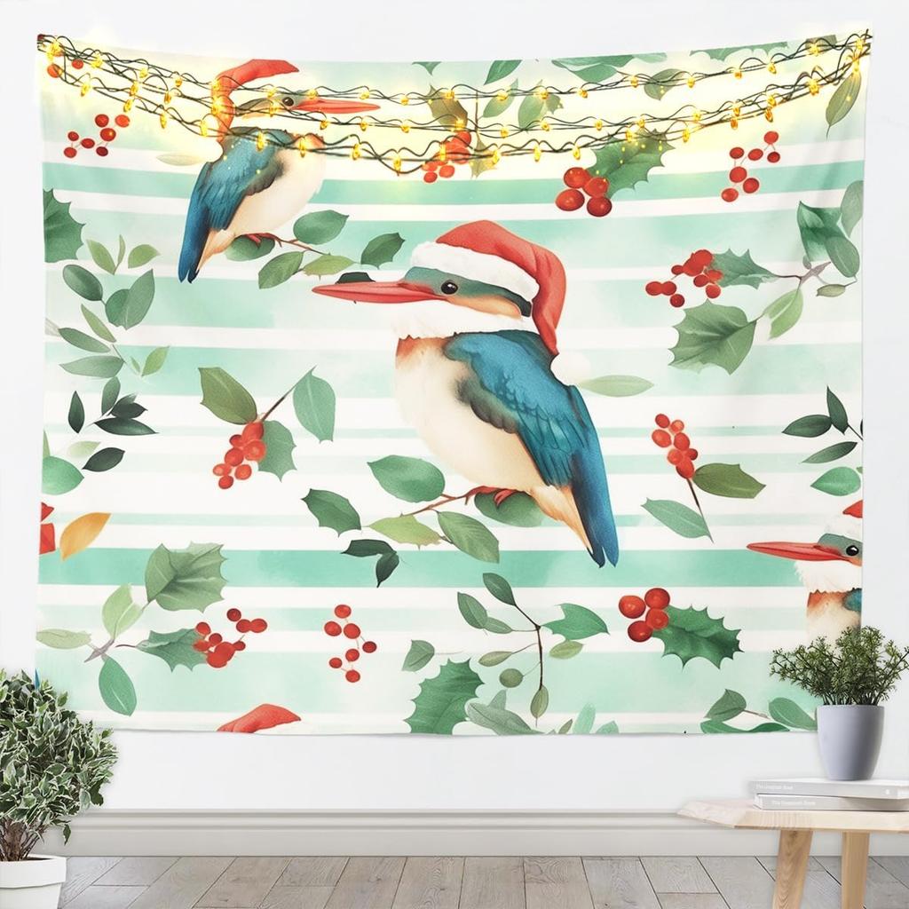 Merry Christmas Tapestry Xmas Ornaments Wall Hanging Blanket Snowman Snowflake Wall Art for Living Room Bedroom Decoration
