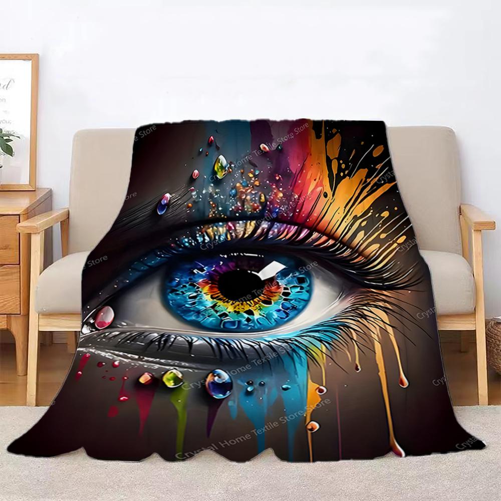 Flannel Colorful Eye Pattern Blanket 3D Printing,Soft Fleece Throw Blanket for Sofa Bed Travel Camping,Office Couch Chair Bed