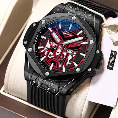 Transformation Roboter Mechanische Uhr Männer Große Zifferblatt Silikon Armband Stilvolle Muster Sport Business Automatische Armbanduhren Geschenk