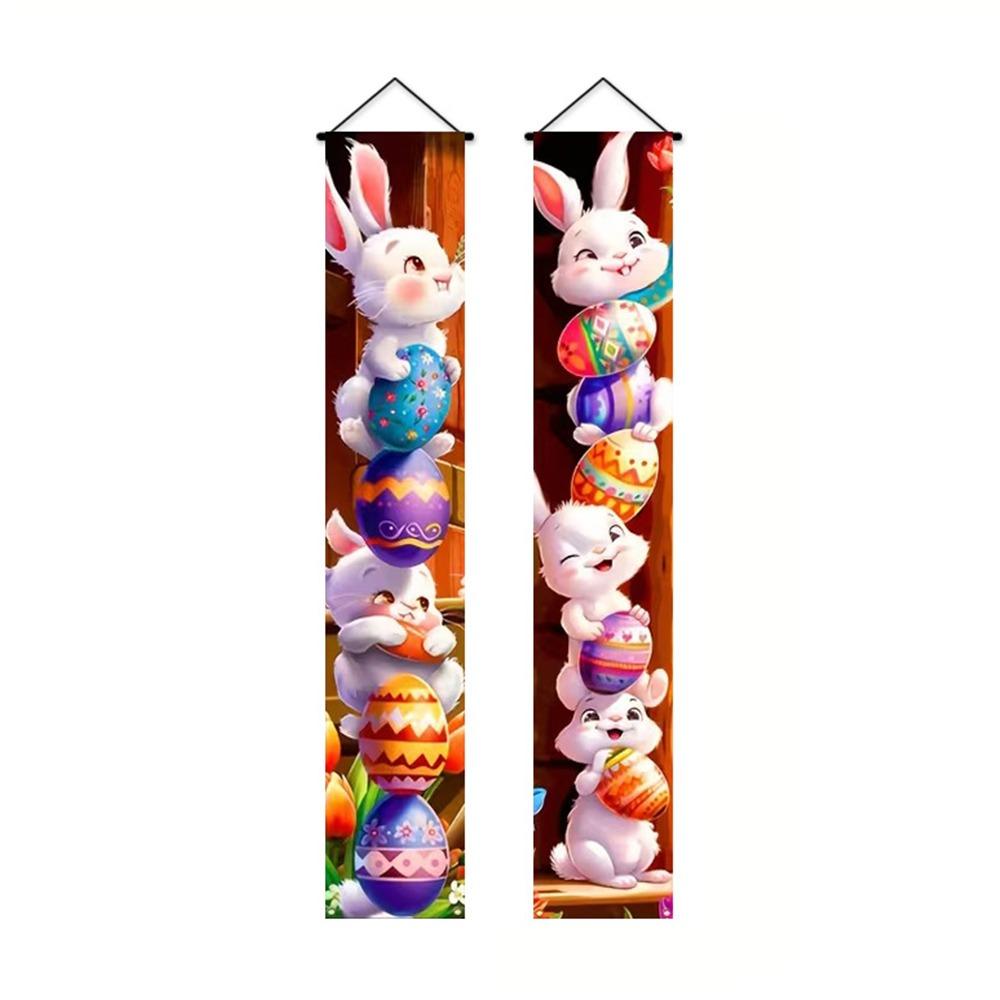 Polyester Happy Easter Couplet Vibrant Easter Door Decoration Easter Door Banners  Festive Home