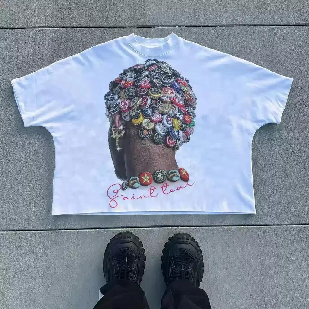 Graphic T-shirt Men Women Vintage Top Hip Hop Streetwear Oversized T-shirt Short Sleeve Casual Clothing Summer Fashion Trendy Tees Top