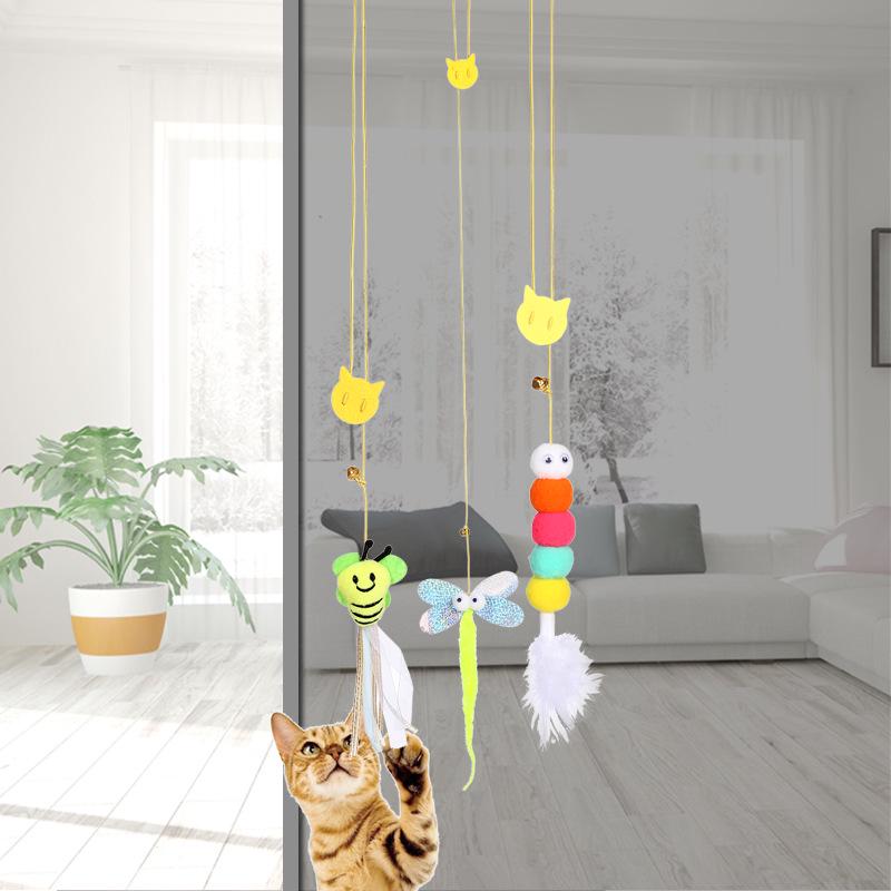 Bite-Resistant Cat Teaser with Feather & Catnip - Hanging Self-Play Toy for Kittens