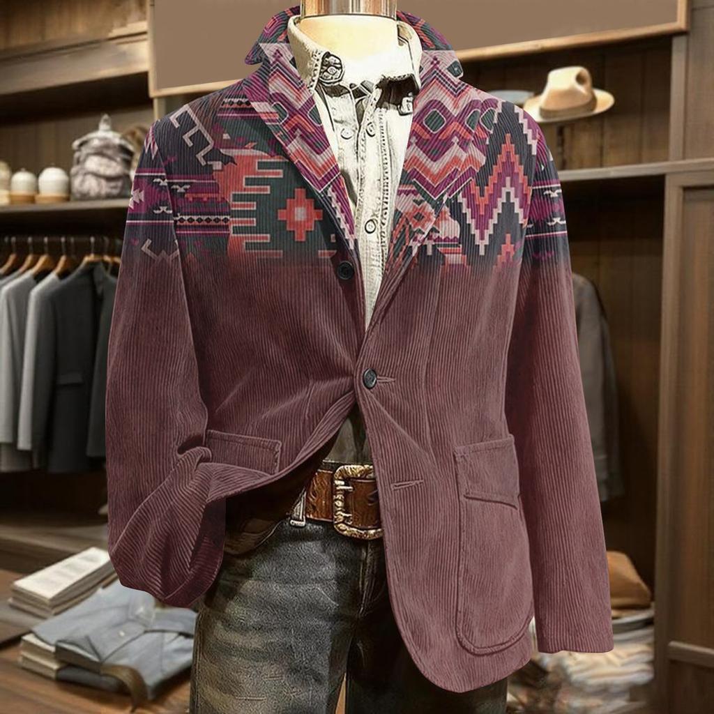 Herren Hässlicher Weihnachten Kord Warmtaschen Anzugjacke Strickjacke Herren Freizeitanzug