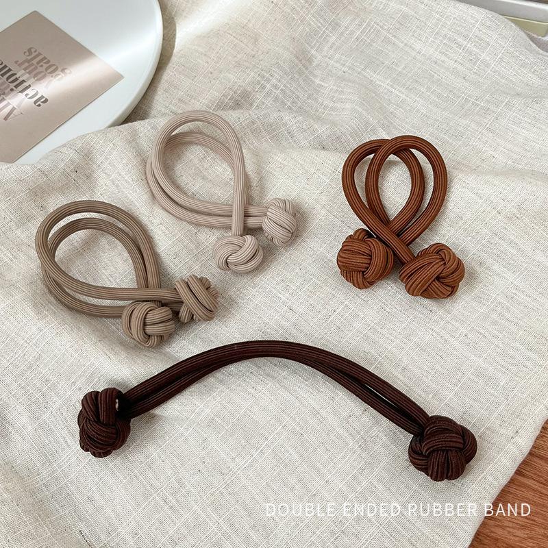 New Women Coffee Color Chinese Knot Hairband Hair Accessories Ponytail Elastic Hair Ties for Girls Hair Rope