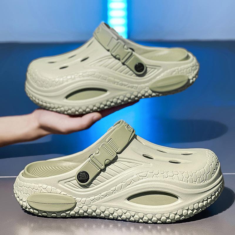 New Summertime Mens Slide Shoes Eva Hole Mens Mules Anti-Skid Slide Shoes Thick Soft Platform Slide Stylish Plush Comfort Mens Sandal Shoes Shoe