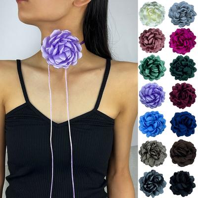 10Cm Satin Rose Necklace Three-Dimensional Adjustable Strap Waist Chain Necklace Dual-Use Jewelry