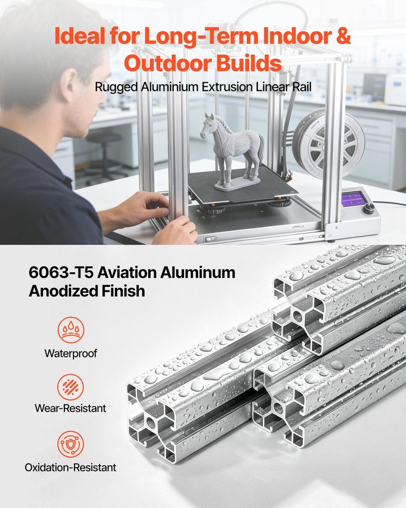 6PCS 4040 Aluminum Extrusion Profile, 78.74 Inch 2000 mm, T Slot European Standard Anodized Linear Rail, High-Strength Extruded Aluminum Rail, for 3D
